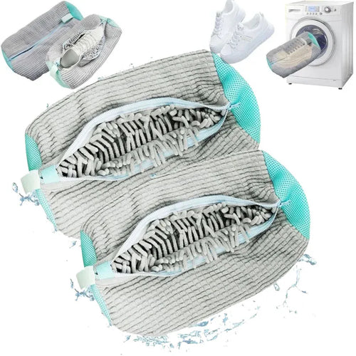 1/2Pc Shoe Washing Bag Cotton Laundry Bag Zippers Closure Shoe