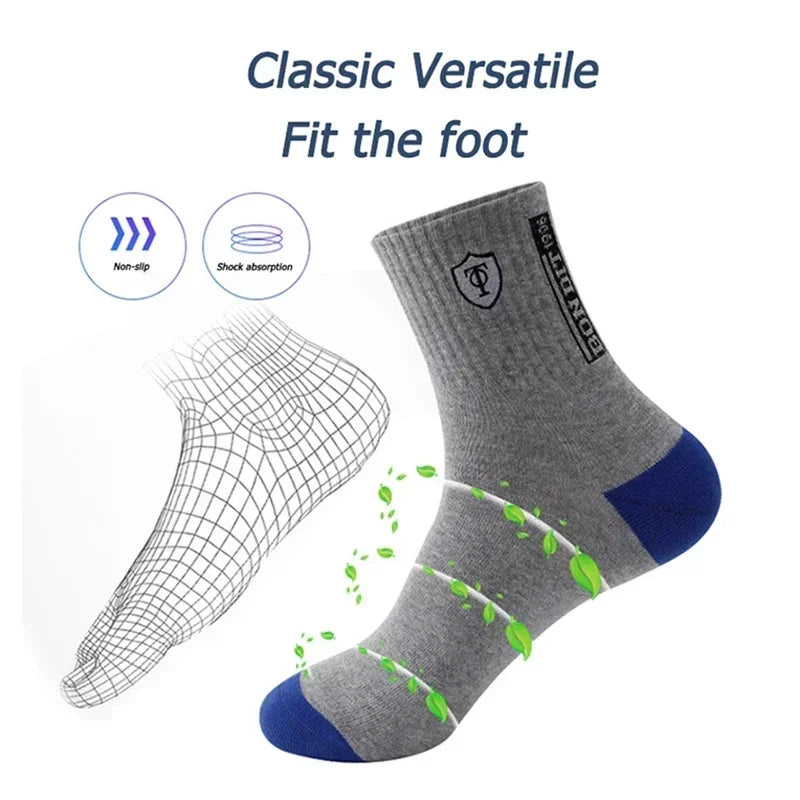 10pairs Breathable Cotton Sports Stockings Men Bamboo Fiber Autumn and