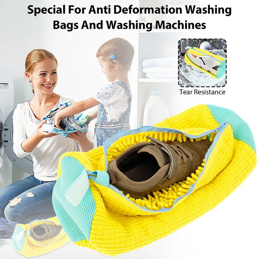 1/2Pc Shoe Washing Bag Cotton Laundry Bag Zippers Closure Shoe