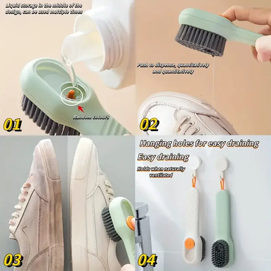 1pc Multi-function automatic spot shoe brush soft hair hand pressure